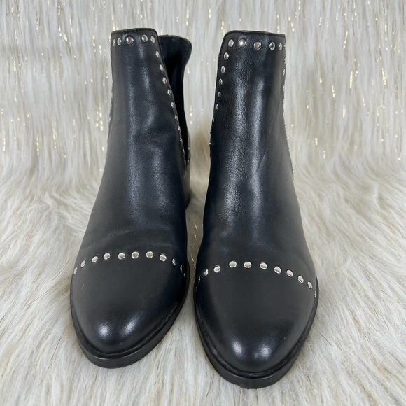 STEVE MADDEN CONSPIRE Silver Studded Black Leather Boots Size 8 - Picture 4 of 8